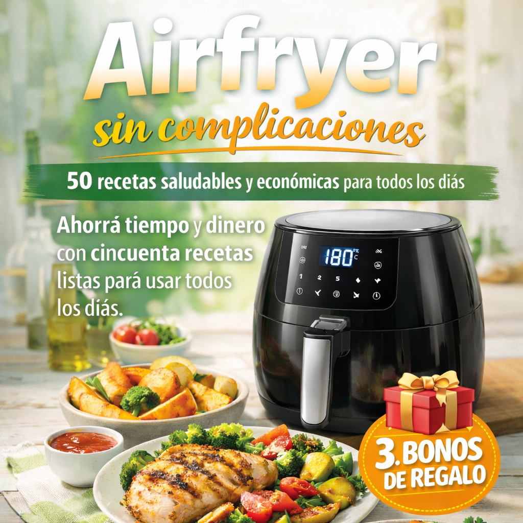 Airfryer: 50 recetas saludables y económicas para todos los días + 3 bonos. Ahorra tiempo y dinero con cincuenta recetas listas para usar todos los días.